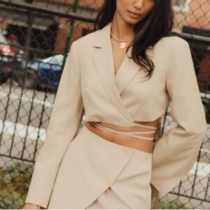 Cropped Wrap Tie Blazer -Glassons